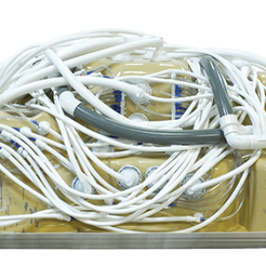 A bunch of wires are tangled up in a box